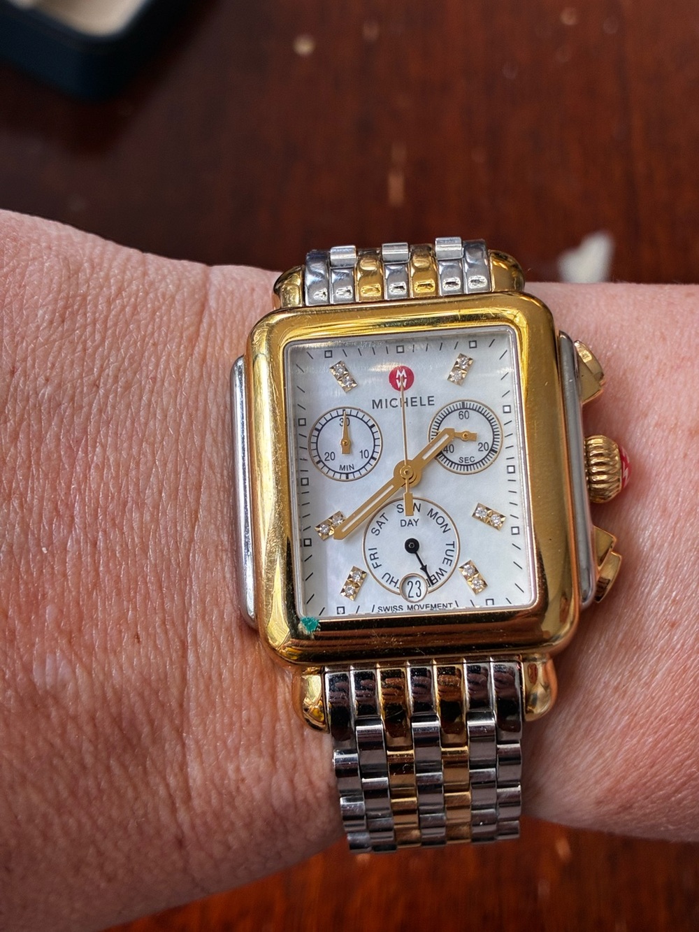 Michele Deco Chronograph Date .05 Carat Real Diamonds Womens Watch MWW06A000779 - Picture 9 of 9